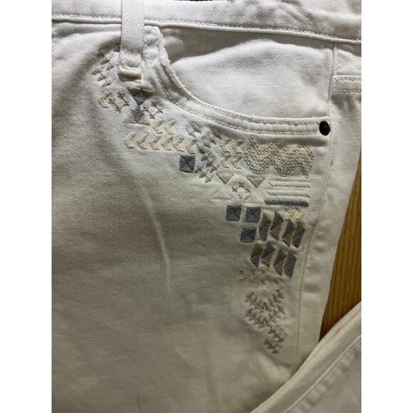 Current Elliott Womens Size 31 The Stiletto White With Embroidery Detail Jeans - Picture 15 of 16